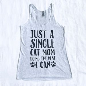 Single Cat Mom Racerback Tank Top - Size Medium